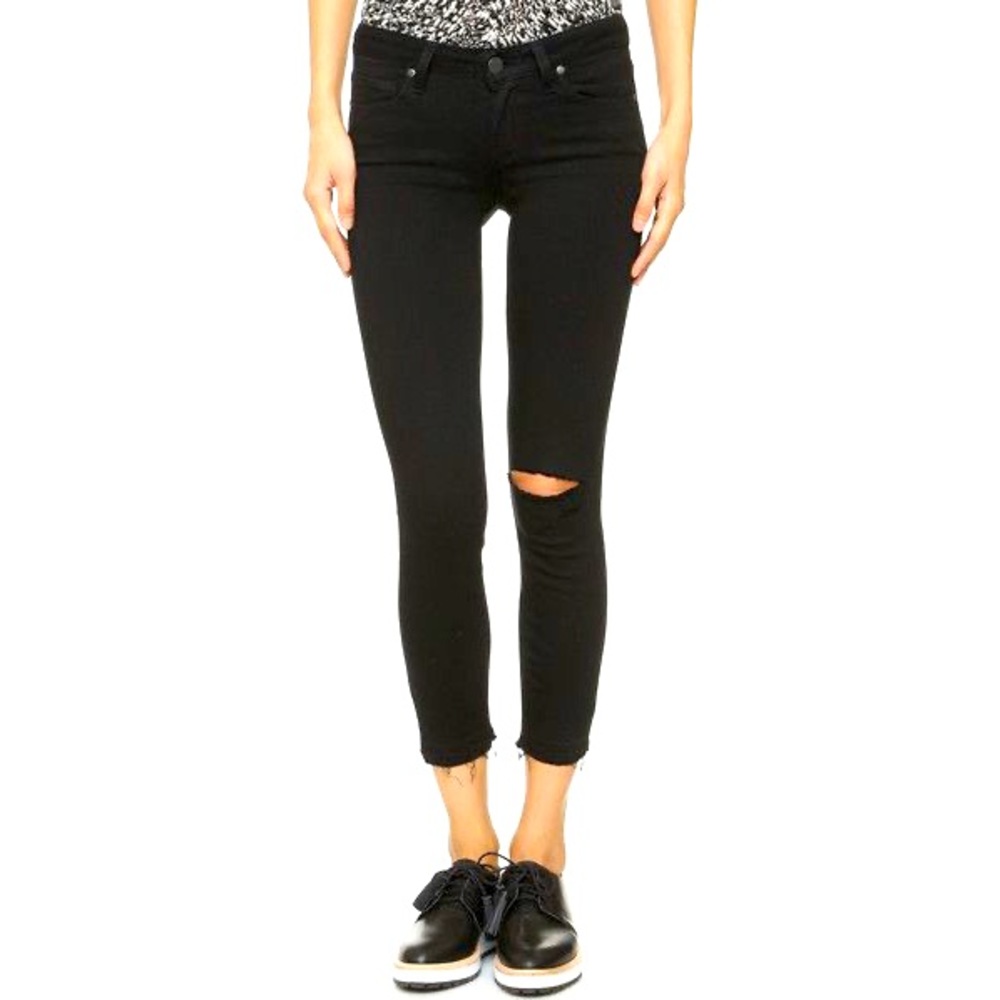 PAIGE Verdugo Crop - Jett Black Distressed